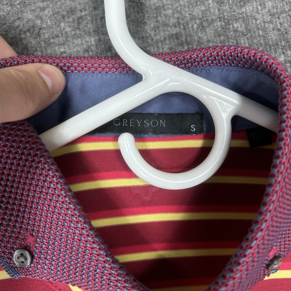 Greyson‎ Polo Shirt Mens S Red Wasaga Sugarcane Stripe Performance Golf - Picture 5 of 11